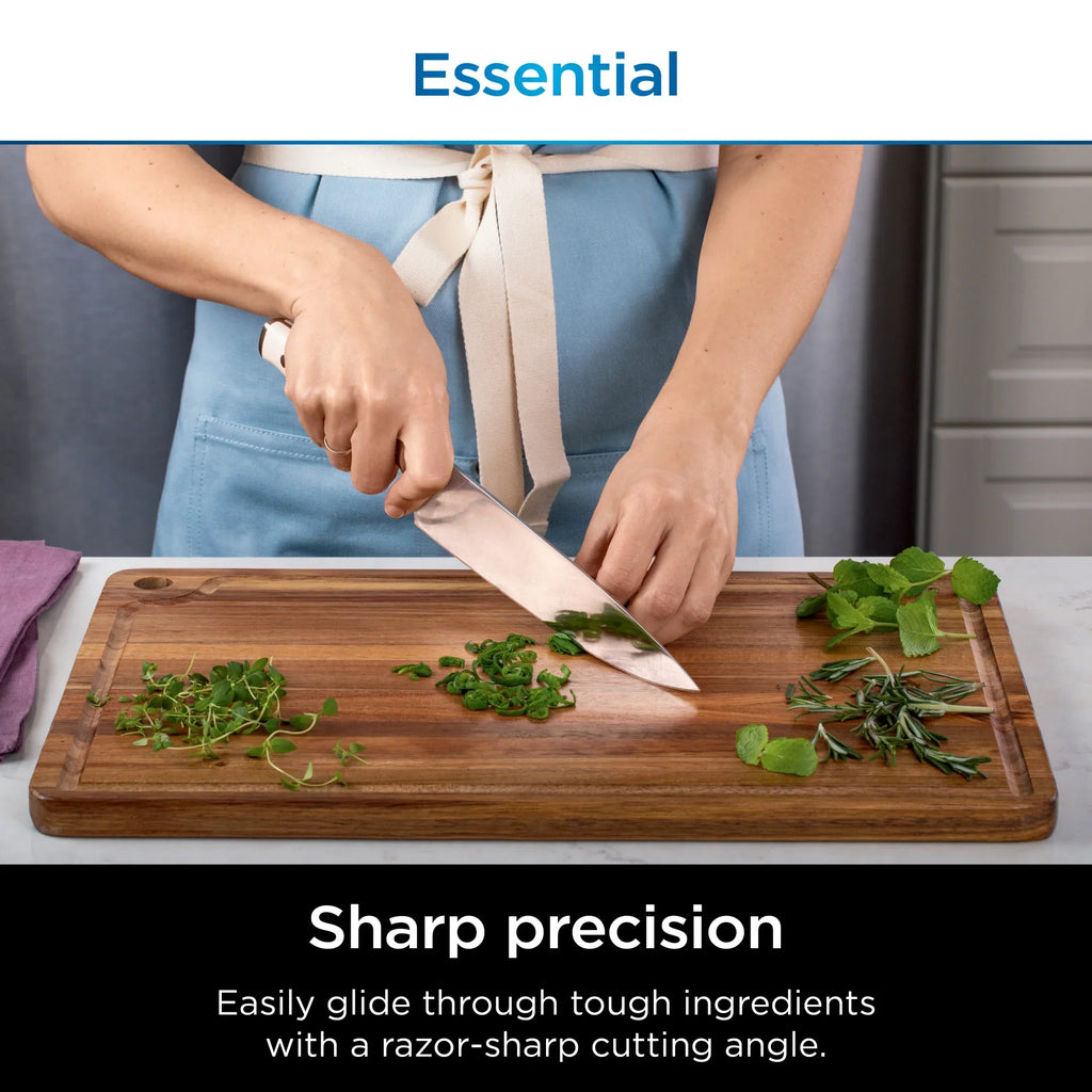 2026 NewNinja Foodi NeverDull 10-Piece Stainless Steel Essential Knife System with Sharpener, K12010 Black/Gray