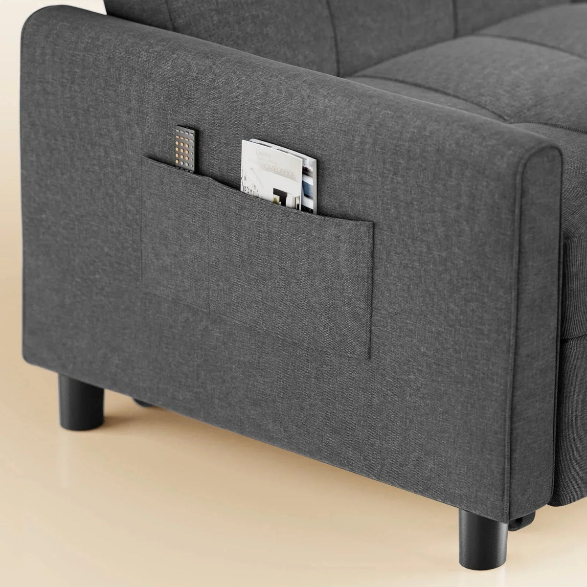 2026 NewSofa Bed, Lofka 3-in-1 Convertible Sleeper Sofa with Storage, Adjustable Backrest & Pull Out Function - Sleeper Chair for Small Space, Apartment, Dark Grey