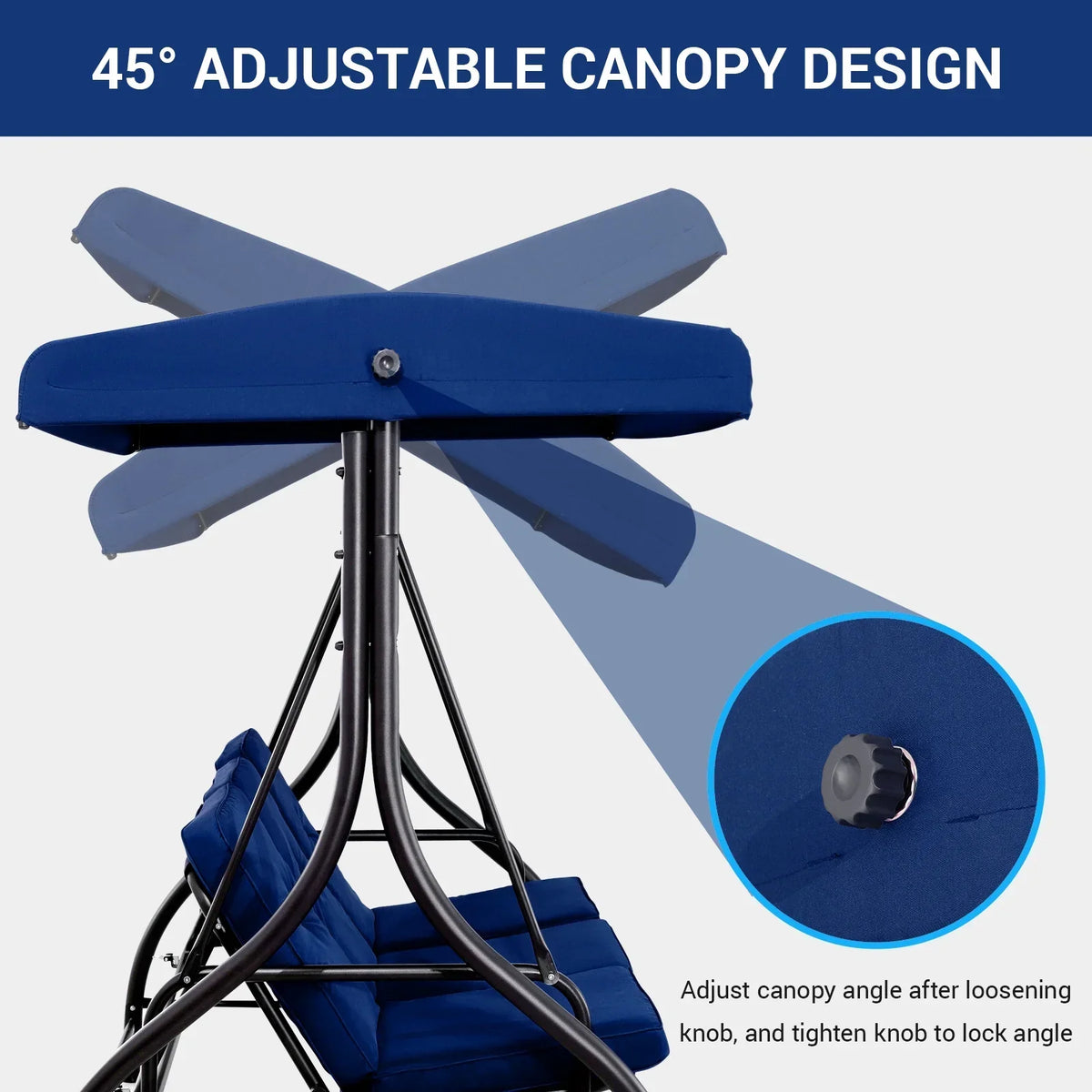 2026 NewArlopu 3 Person Porch Swing Outdoor Converting Canopy Swing Glider with Canopy