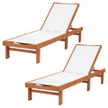 2026 NewGymax 2PCS Patio Wooden Chaise Lounge Chair Recliner w/ Adjustable Backrest