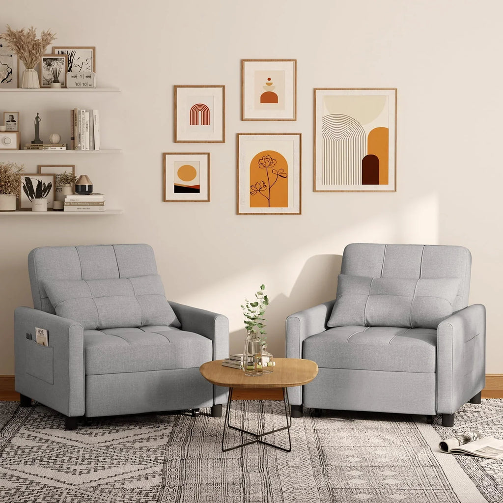 2026 NewSofa Bed, Lofka 3-in-1 Convertible Sleeper Sofa with Storage, Adjustable Backrest & Pull Out Function - Sleeper Chair for Small Space, Apartment, Dark Grey
