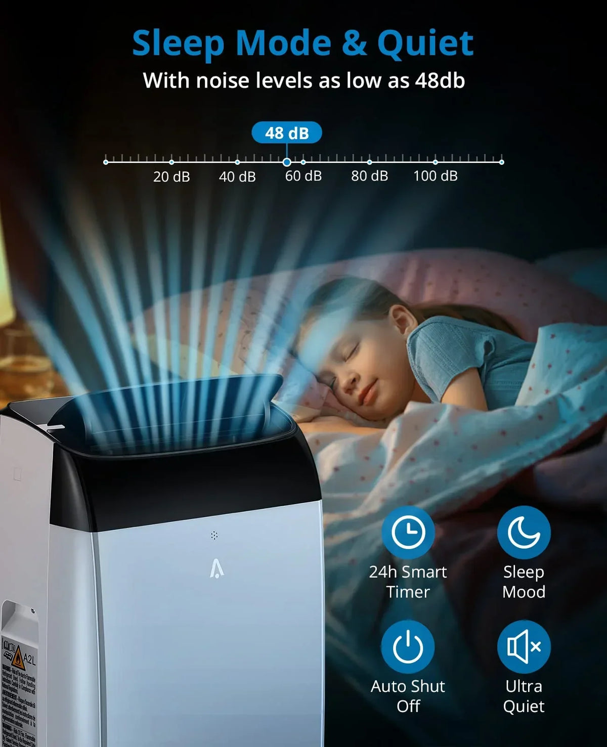 2026 New2025 New 14000 BTU Portable Air Conditioner Cools up to 750 Sq.Ft, 3-in-1 Quiet Portable AC Unit with Remote Control & Installation Kits for Large Room, 3 Speed, Auto Swing, 24H Timer