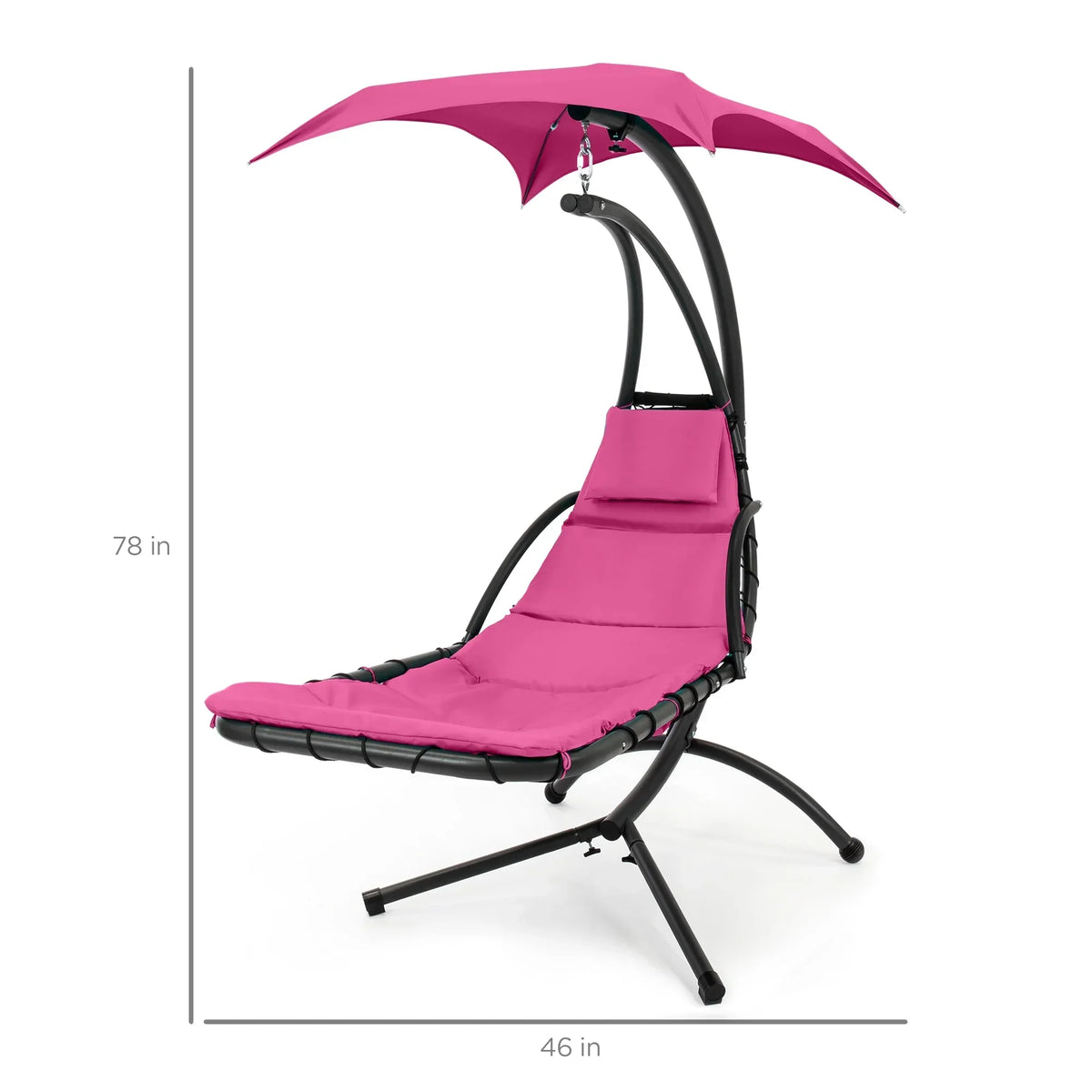 2026 NewBest Choice Products Hanging Curved Chaise Lounge Chair Swing for Backyard, Patio w/ Pillow, Shade, Stand - Teal