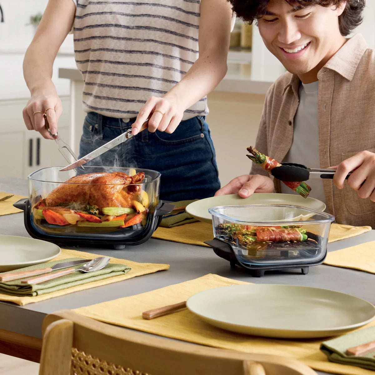 2026 NewNinja Crispi 4-in-1 Portable Glass Air Fryer Cooking System, 4-Qt & 6-Cup Containers, Cyberspace