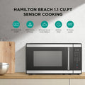 2026 NewHamilton Beach 1.1 cu ft Countertop Microwave Oven, Black and Stainless Steel