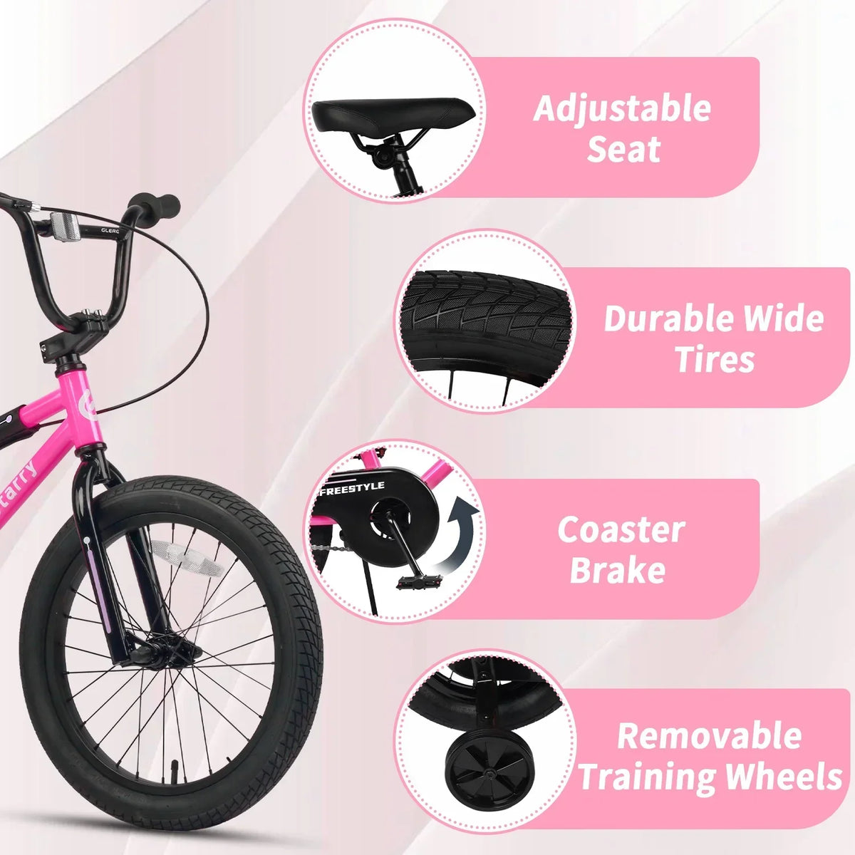2026 NewGlerc 14 Inch Little Kids Bike BMX Style Bicycle with Training Wheels Coaster Brake for 3 4 5 Years Old Boys Girls, Blue
