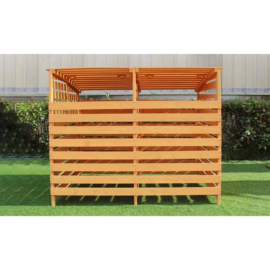 2026 NewHanover Outdoor 4.9 ft. x 4 ft. Wooden Trash Bin and Recyclables Storage Shed - HANWS0103-NAT