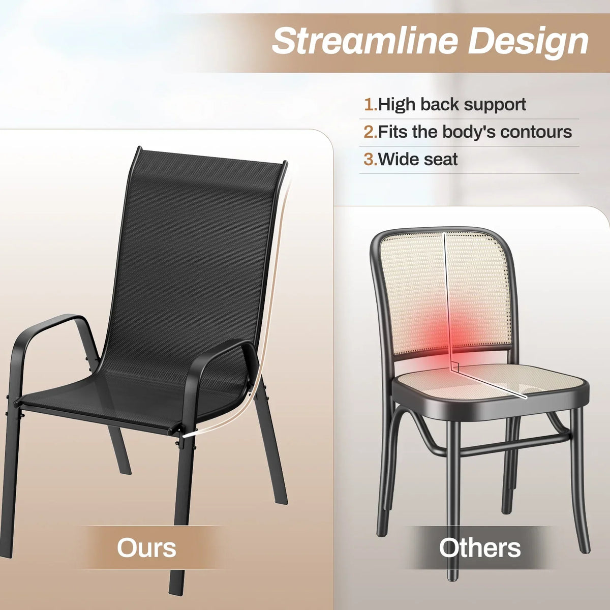 2026 NewArlopu 8Pcs Patio Dining Chairs Outdoor Stackable Armrest Chairs for Lawn Garden Backyard
