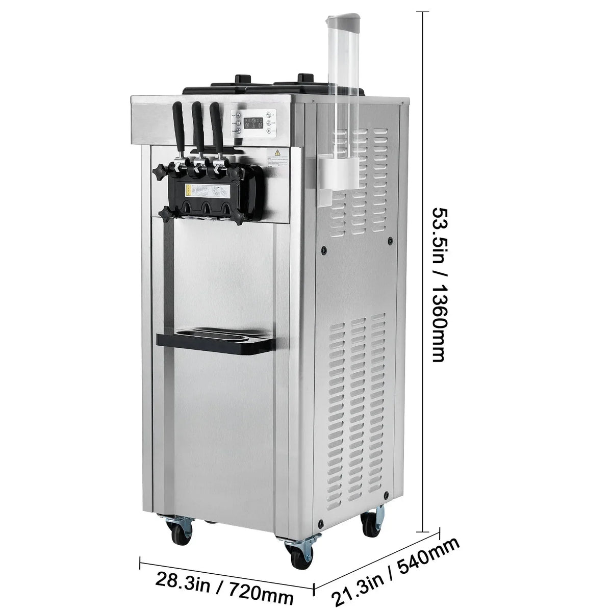 2026 NewKFFKFF Commercial Soft Ice Cream Machine 21-31 L/H Output 3-Flavor LED Display Auto Clean 4.3L/1.1GAL Hopper,1.7L/0.45gal Cylinder