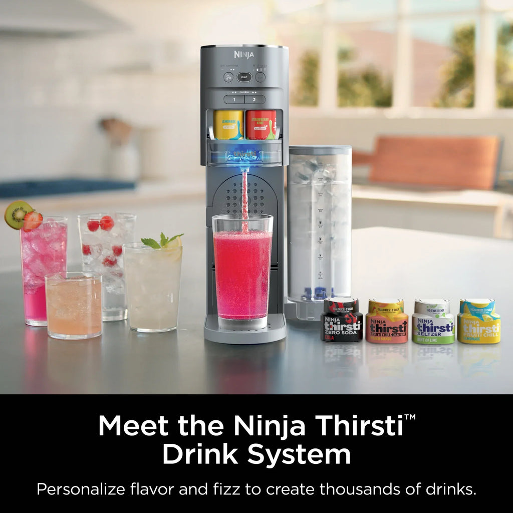 2026 NewNinja Thirsti Drink Maker, Still, Sparkling Custom Drink Kit, with CO2 Canister, Flavors, and 48 oz Reservoir
