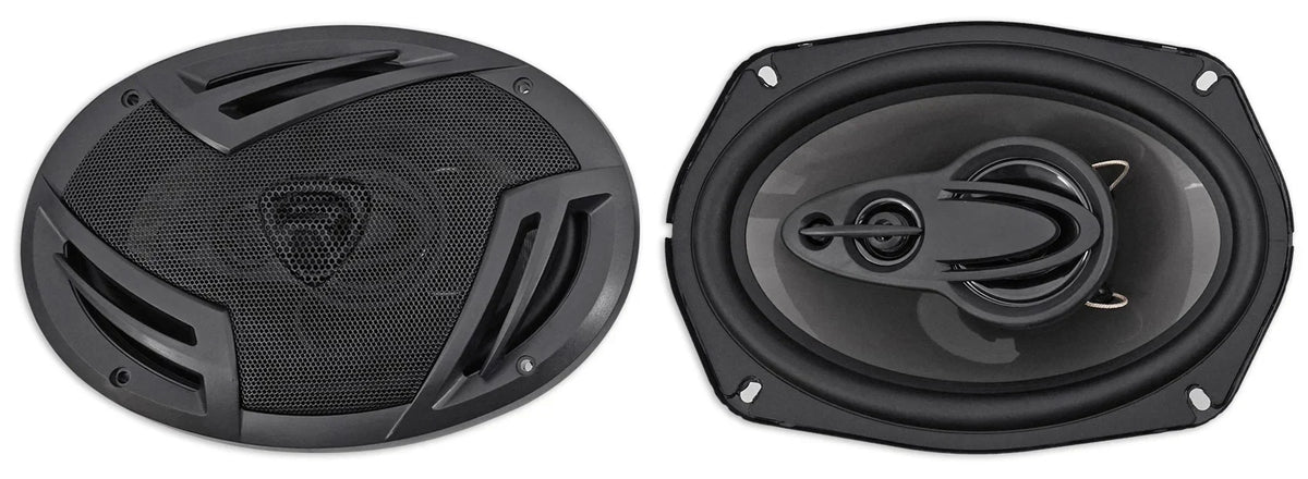 2026 New(4) Rockville RV69.4A 6x9" 1000w 4-Way Car Speakers+Quad Speaker Enclosure Box