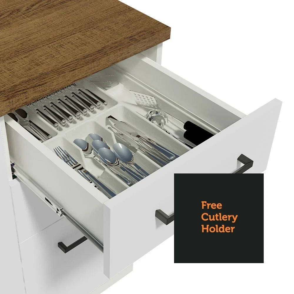 2026 NewMadesa Hazel Kitchen Storage Base Cabinet with 3 Drawers 23 Inch Wide Engineered Wood Painted Finish Floor Mount Removable Plinth - White