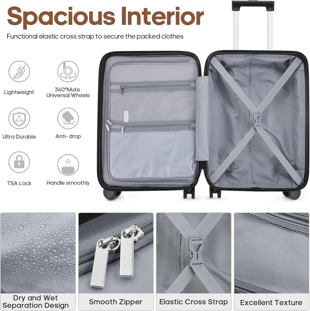 2026 NewMIUSSE Luggage Sets 3 Piece, 20 Inch Carry On Luggage with Wheels, 100% PC Hardshell Suitcase with TSA Lock, Carry On Suitcases Airline Approved With Travel Backpack for Men Women