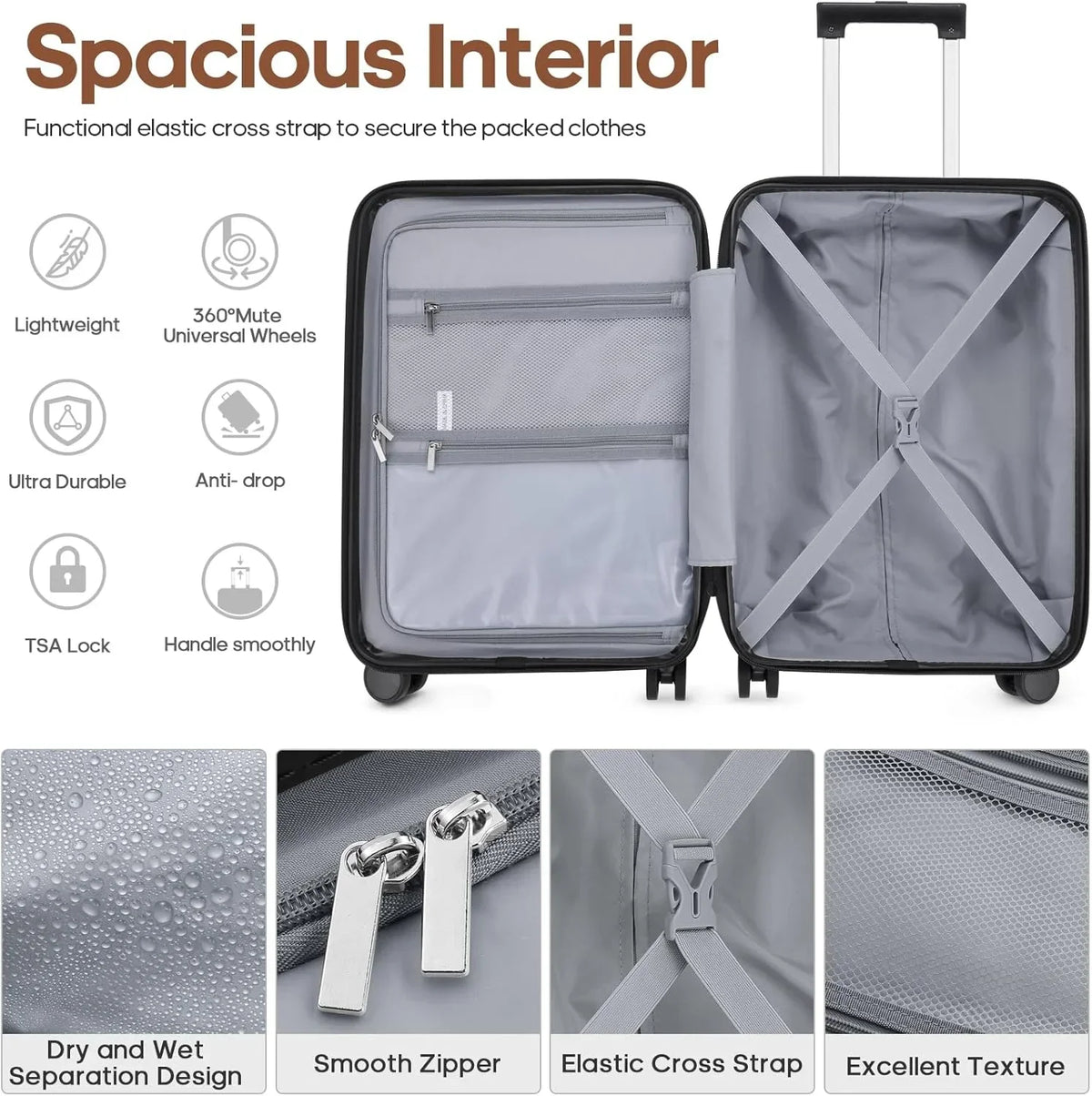2026 NewMIUSSE Luggage Sets 3 Piece, 20 Inch Carry On Luggage with Wheels, 100% PC Hardshell Suitcase with TSA Lock, Carry On Suitcases Airline Approved With Travel Backpack for Men Women