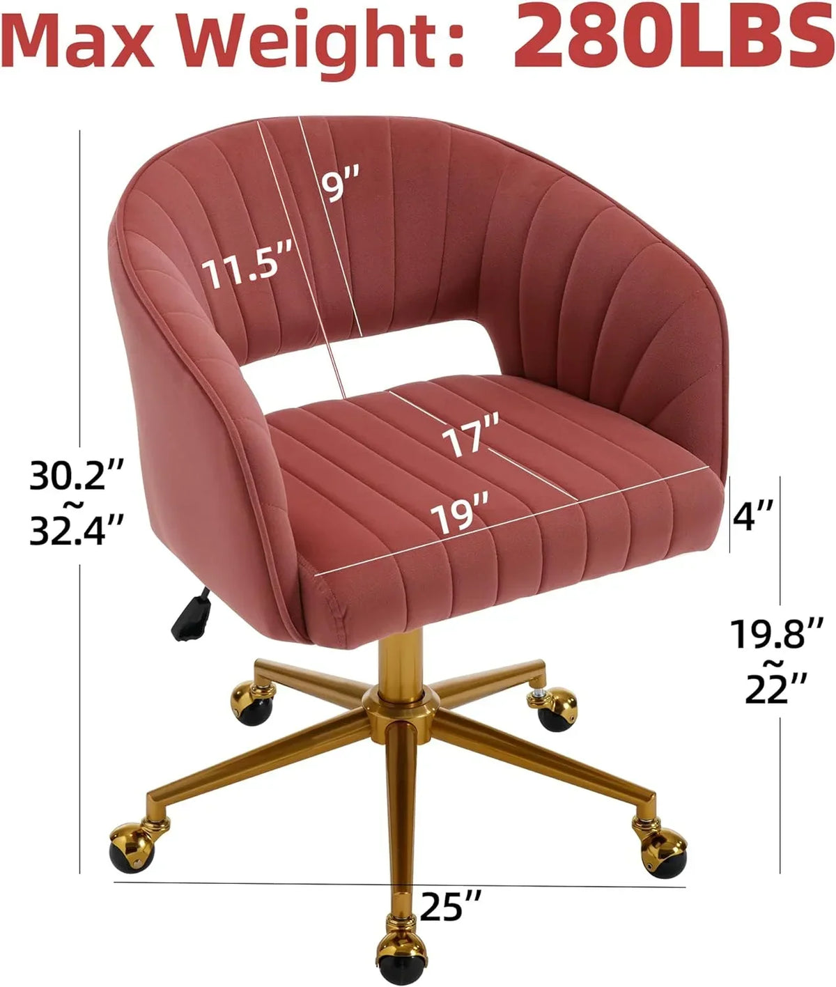 2026 NewWestice Home Office Desk Chairs, Velvet Task Chair, Height Adjustable Swivel Vanity Chair with Golden Base for Vanity Study, Living Room Computer Room, Beige