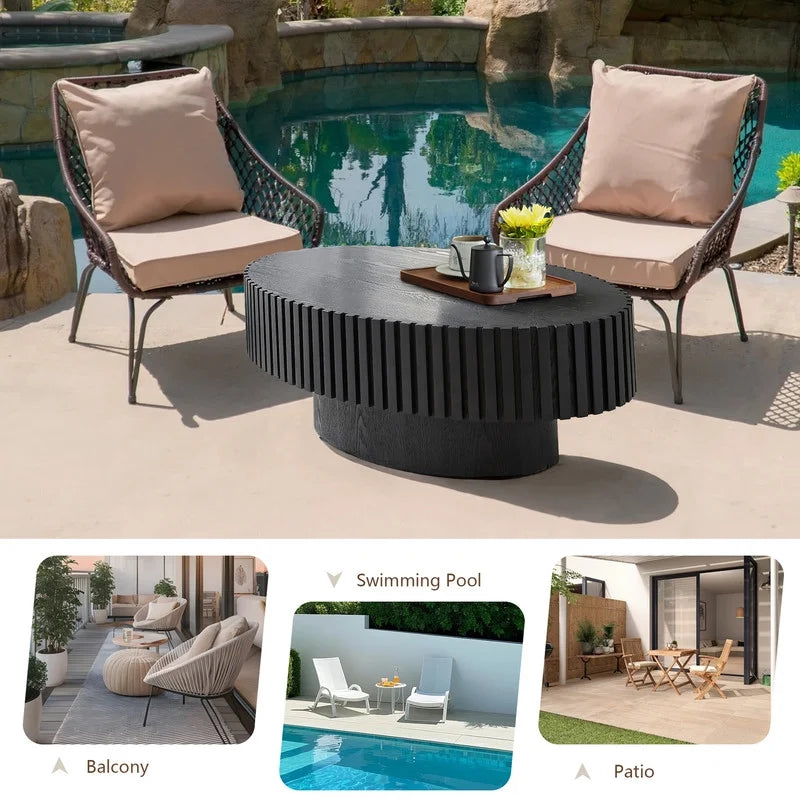 2026 NewFFH 43.7 inch Oval Coffee Table for Living Room,Handcraft Rustic Corner Coffee Table Nature Wood Relief Sturdy Pedestal for Apartmen,Side Table Centre Table,Nature Wood