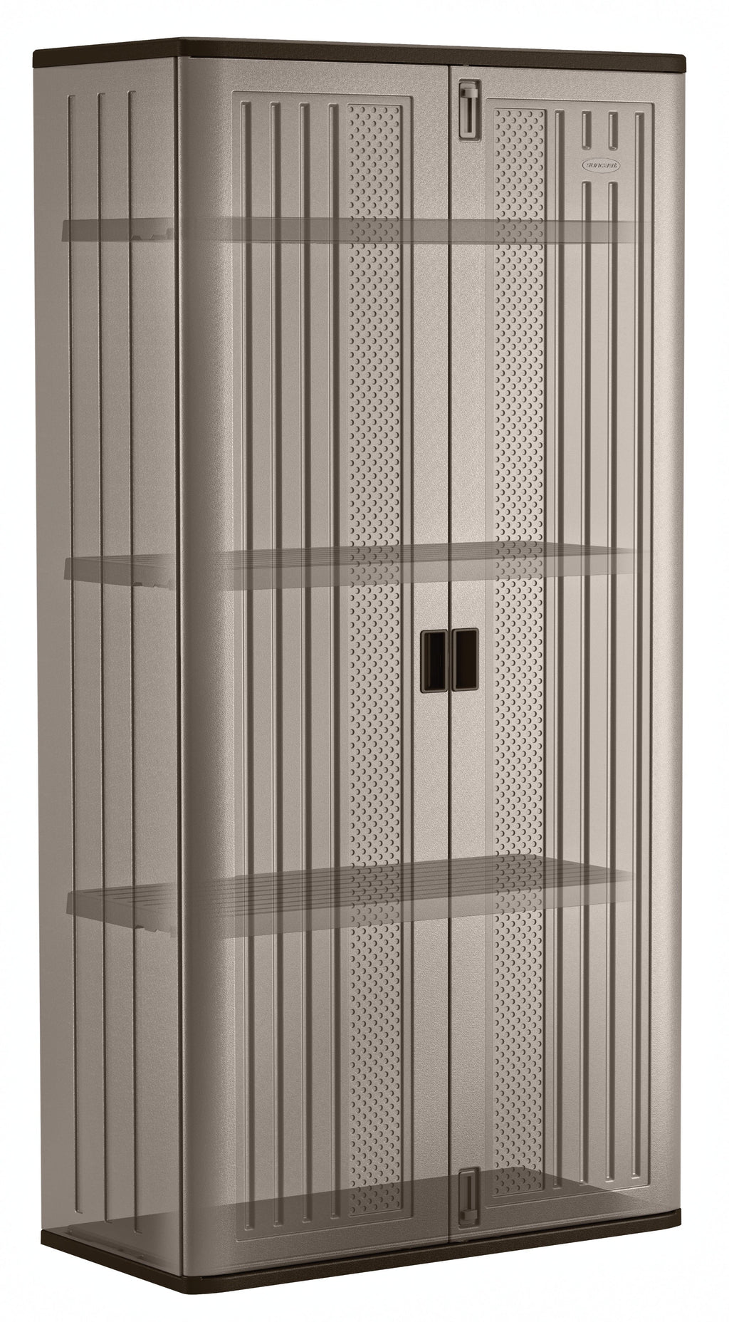 2026 NewSuncast Mega Tall Resin Outdoor Storage Cabinet with 3 Shelves, Platinum Metallic