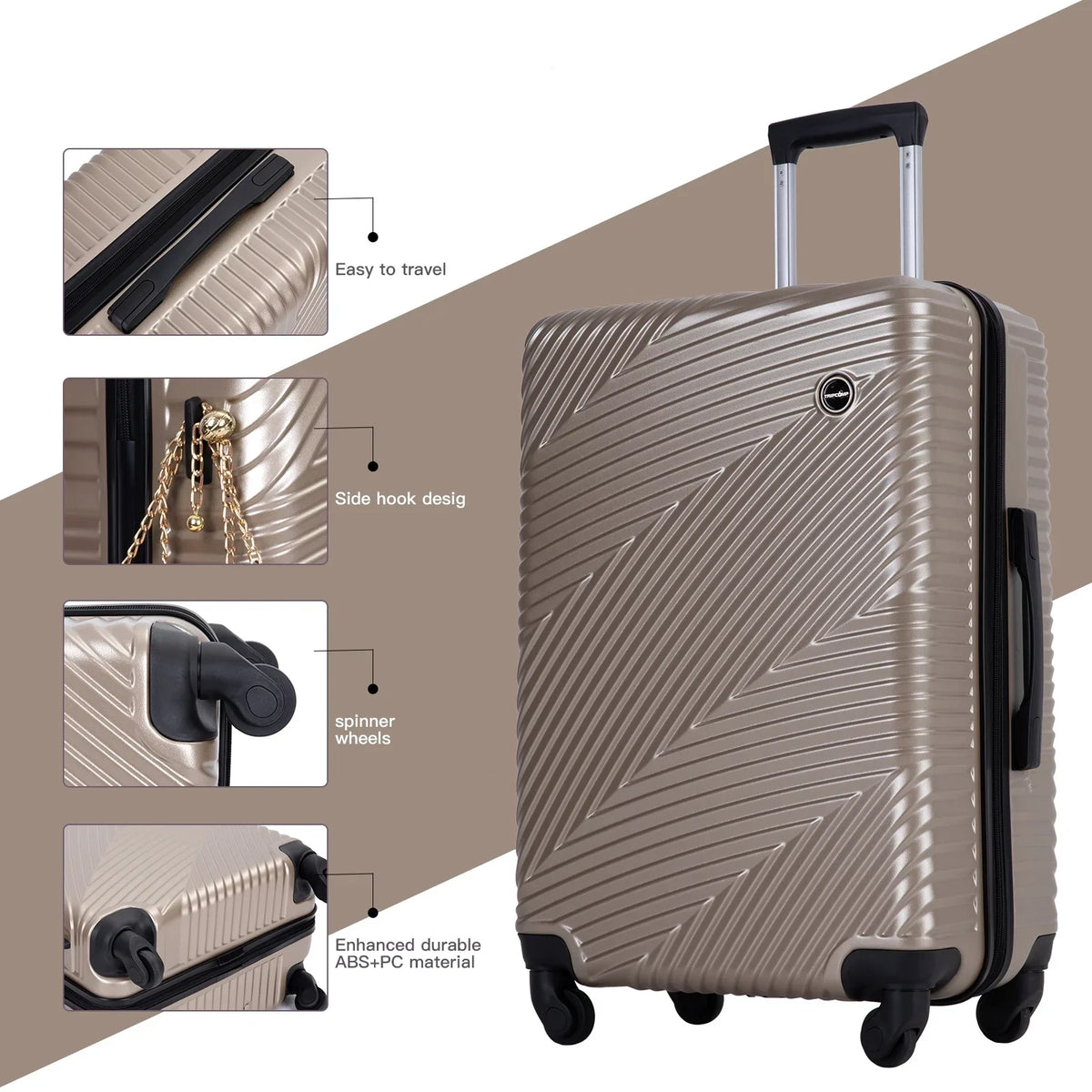 2026 NewTripcomp Luggage 3 Piece Set,Suitcase with Spinner Wheels Hardside Lightweight Luggage 20in24in28in.(Blue)