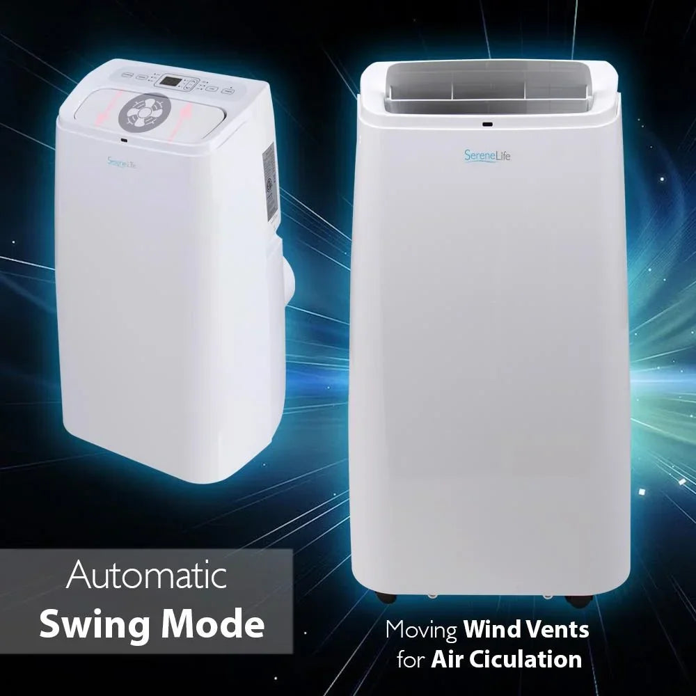 2026 NewSereneLife SLPAC12 - Portable Air Conditioner - Compact Home AC Cooling Unit with Built-in Dehumidifier & Fan Modes, Includes Window Mount Kit (12,000 BTU)