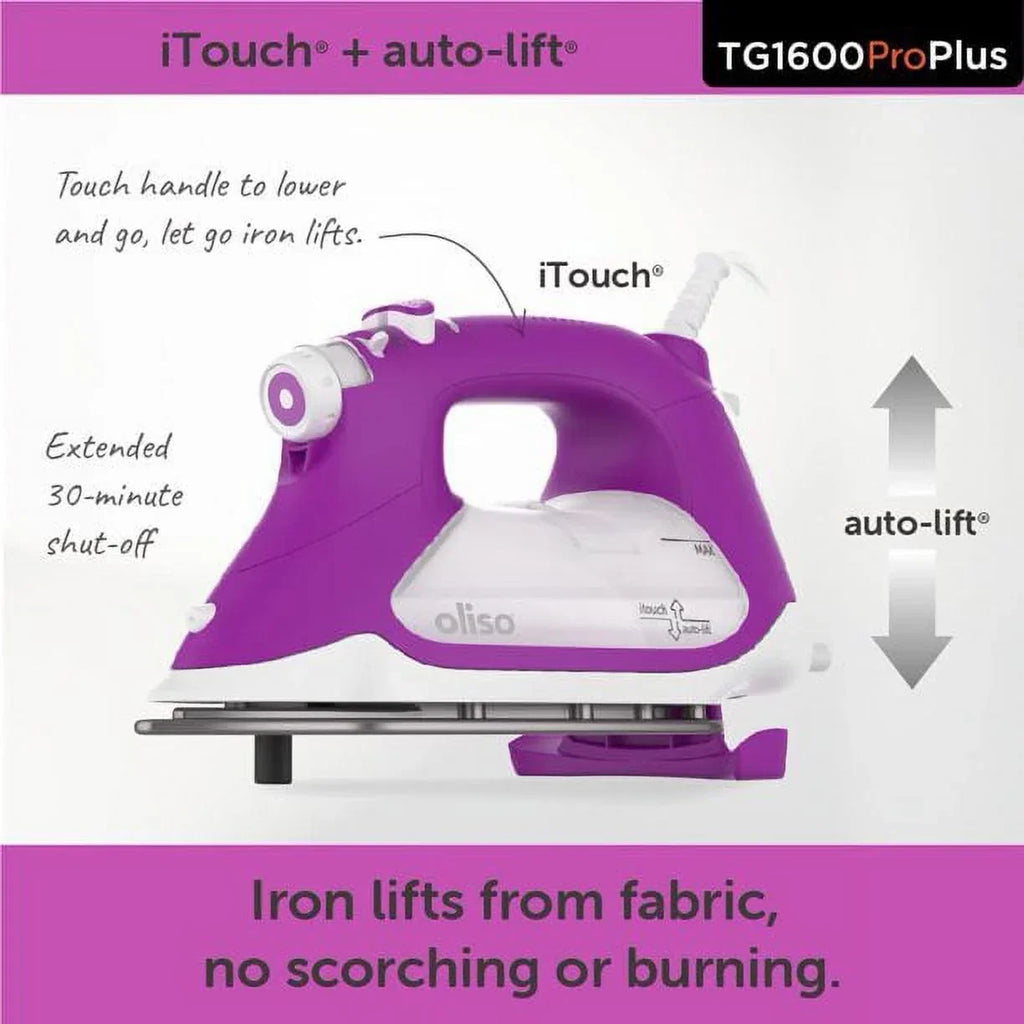 2026 NewOliso TG1600 Pro Plus 1800 Watt SmartIron with Auto Lift - for Clothes, Sewing, Quilting and Crafting Ironing | Diamond Ceramic-Flow Soleplate Steam Iron, Yellow