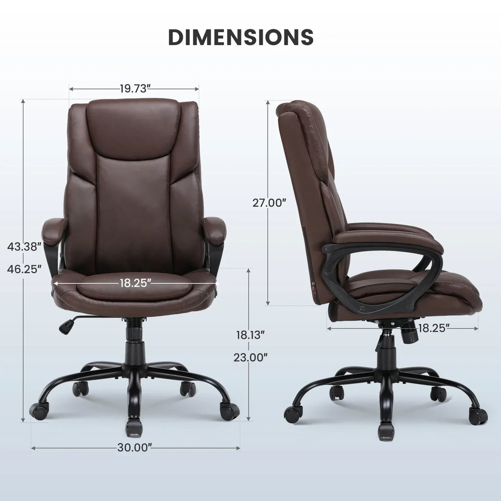 2026 NewMainstays Executive Ergonomic High Back Leather Home Office Desk Chair, Black