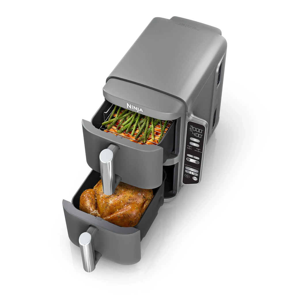 2026 NewNinja DoubleStack XL 2-Basket Air Fryer, DoubleStack Technology Cooks 4 Foods at Once, Space Saving Design, 10 QT, 4-in-1, Smart Finish & Match Cook, SL400