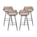 2026 NewVerano Wicker and Metal Outdoor Barstools with Cushion, Set of 4, Mixed Brown and Beige