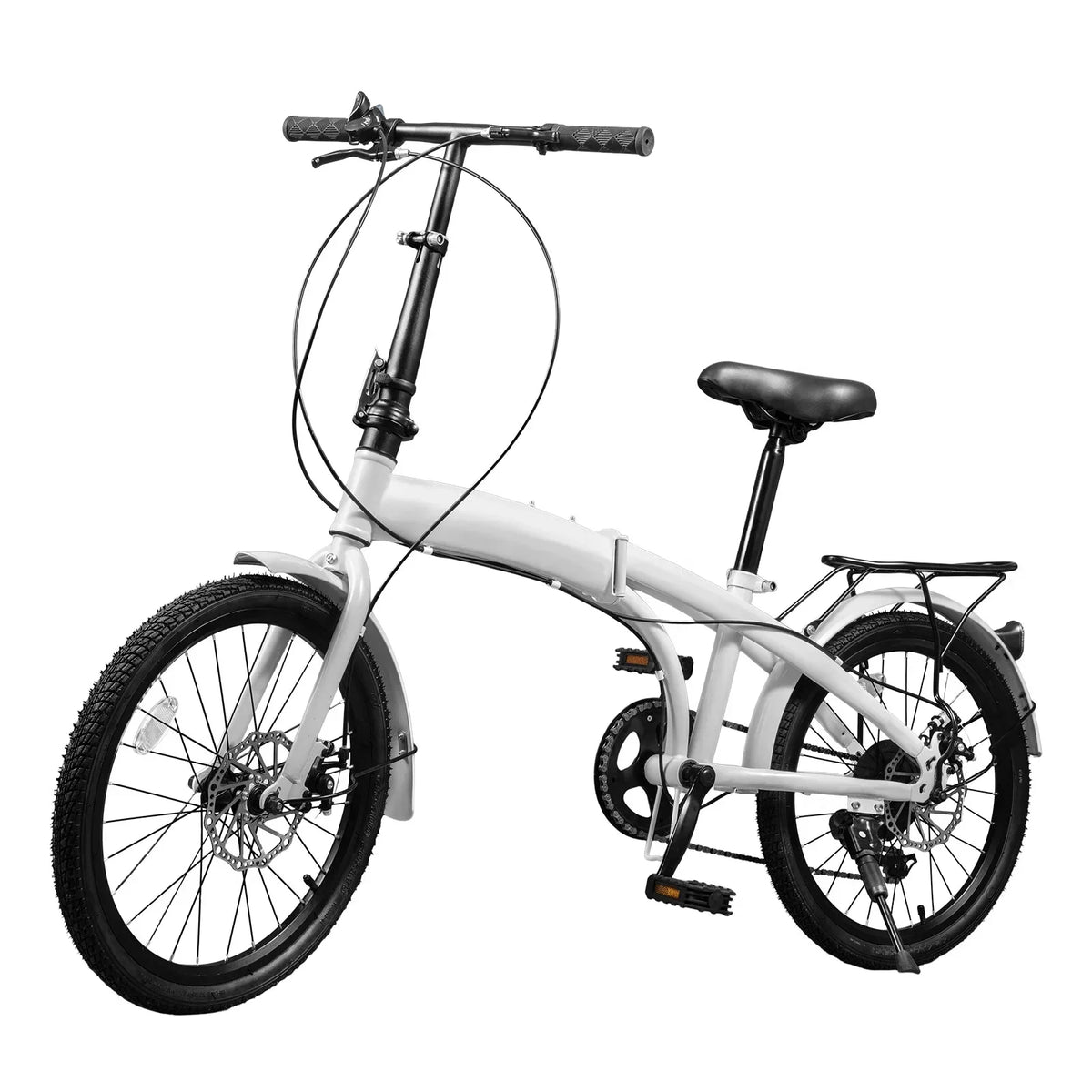 2026 NewLOYALHEARTDY 20" Folding Bike 7-Speed Unisex Mountain Bicycle Adjustable Height MTB City Bike for Adult Teenager High Carbon Steel Foldable Bicycle for Riding Traveling w/Dual Disc Brakes & Fender