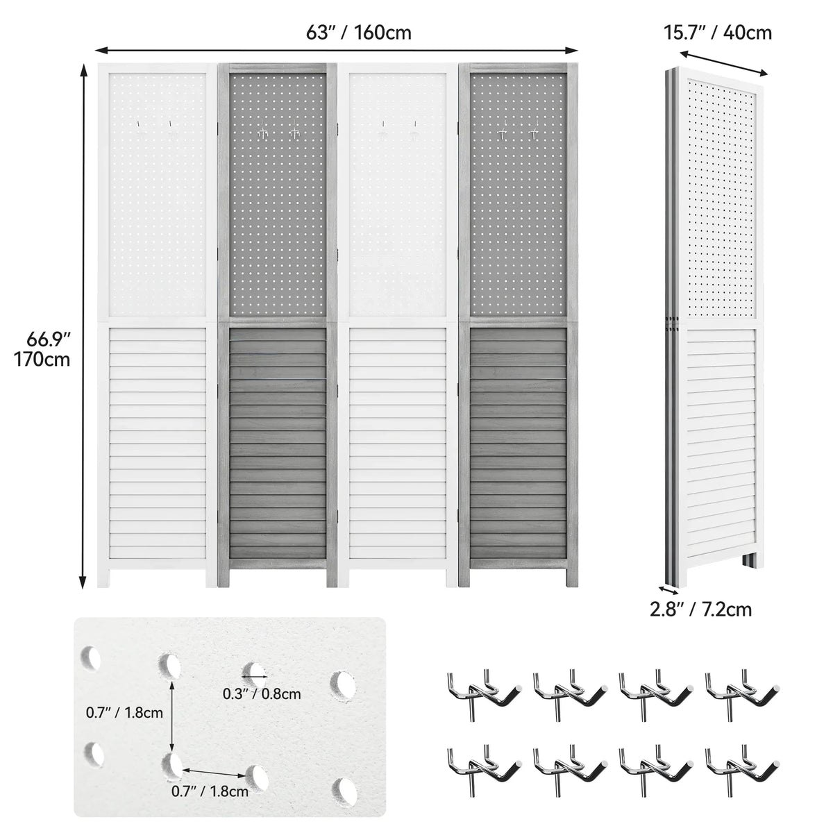 2026 NewDextrus Room Divider, 4 Panel Folding Privacy Screens with Pegboard Display, Freestanding Portable Privacy Screen Room Partition for Jewelry, Craft Show, Retail, Living Room, Bedroom
