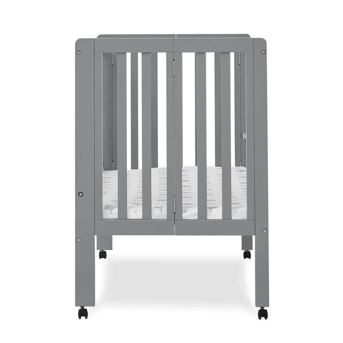 2026 NewDelta Children Lee Portable Folding Mini Crib with 1.5-Inch Mattress - Greenguard Gold Certified, Bianca White