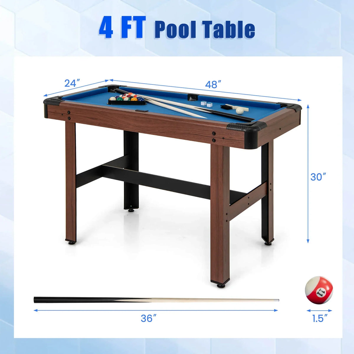 2026 NewCostway 48" Pool Table for Kids & Adults with Full Set of Balls 2 Cue Sticks 2 Chalks Green