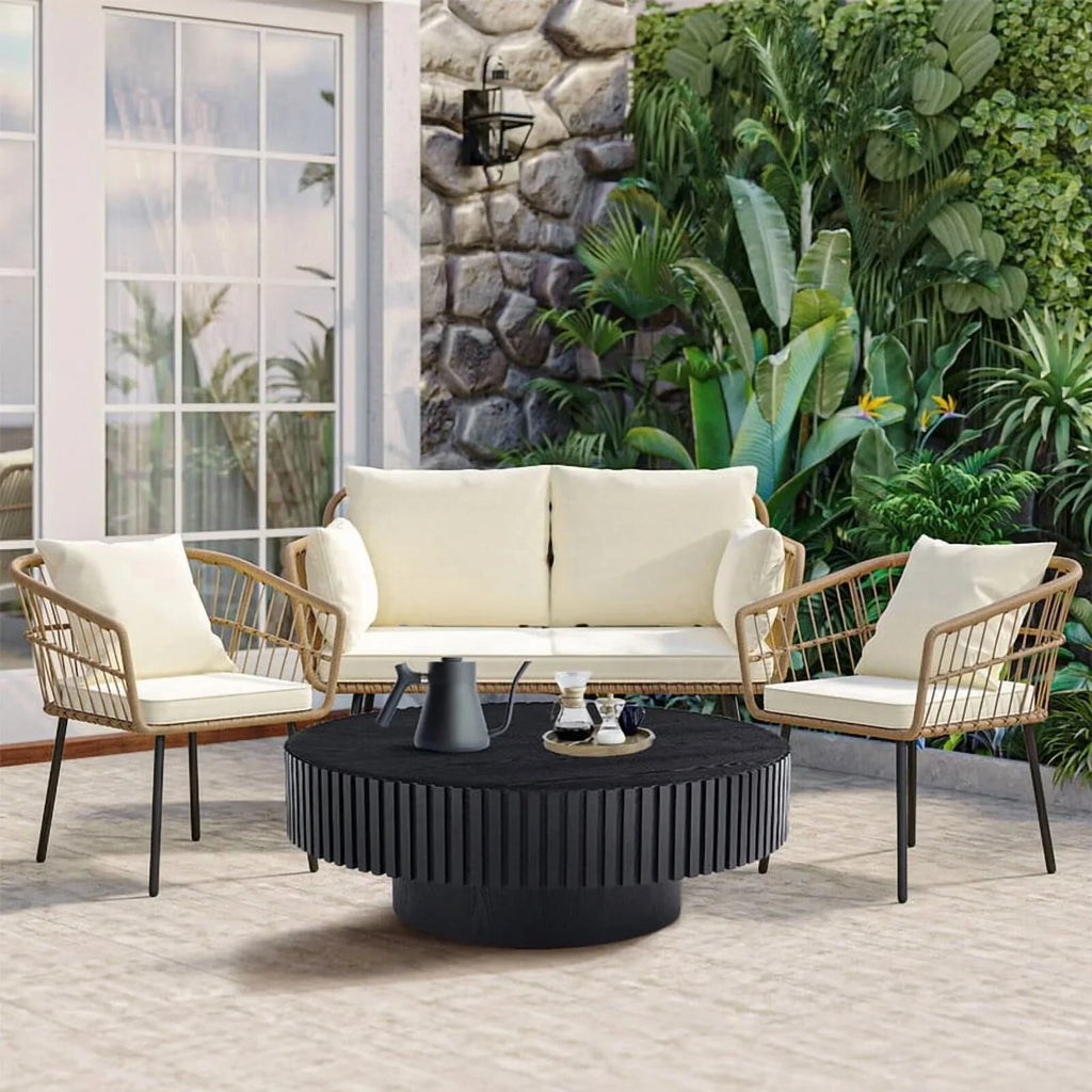 2026 NewFFH 43.7 inch Oval Coffee Table for Living Room,Handcraft Rustic Corner Coffee Table Nature Wood Relief Sturdy Pedestal for Apartmen,Side Table Centre Table,Nature Wood