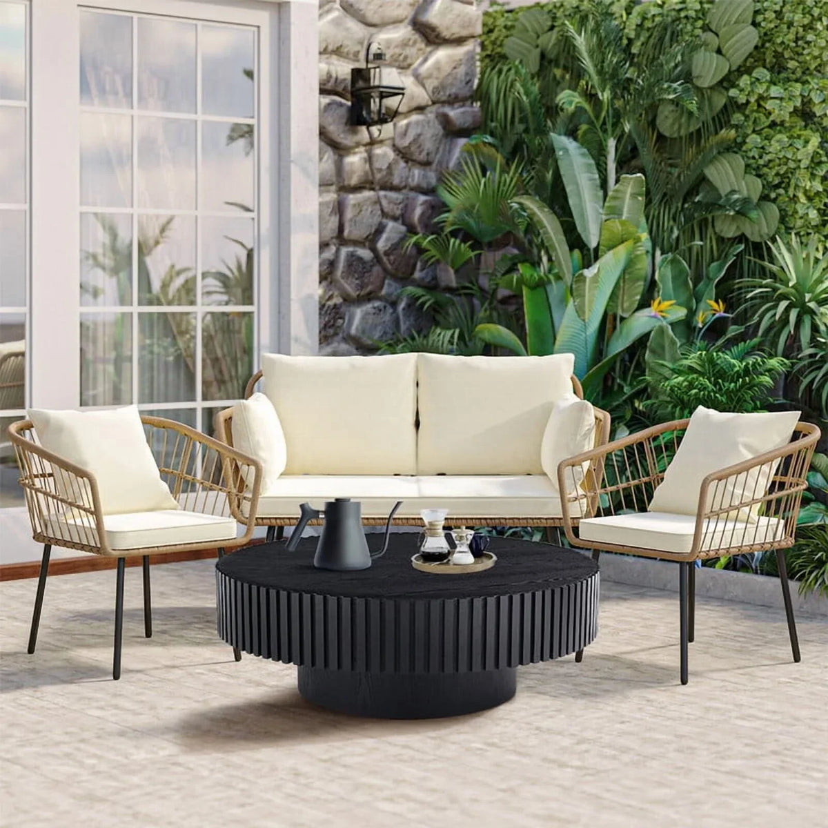 2026 NewFFH 43.7 inch Oval Coffee Table for Living Room,Handcraft Rustic Corner Coffee Table Nature Wood Relief Sturdy Pedestal for Apartmen,Side Table Centre Table,Nature Wood