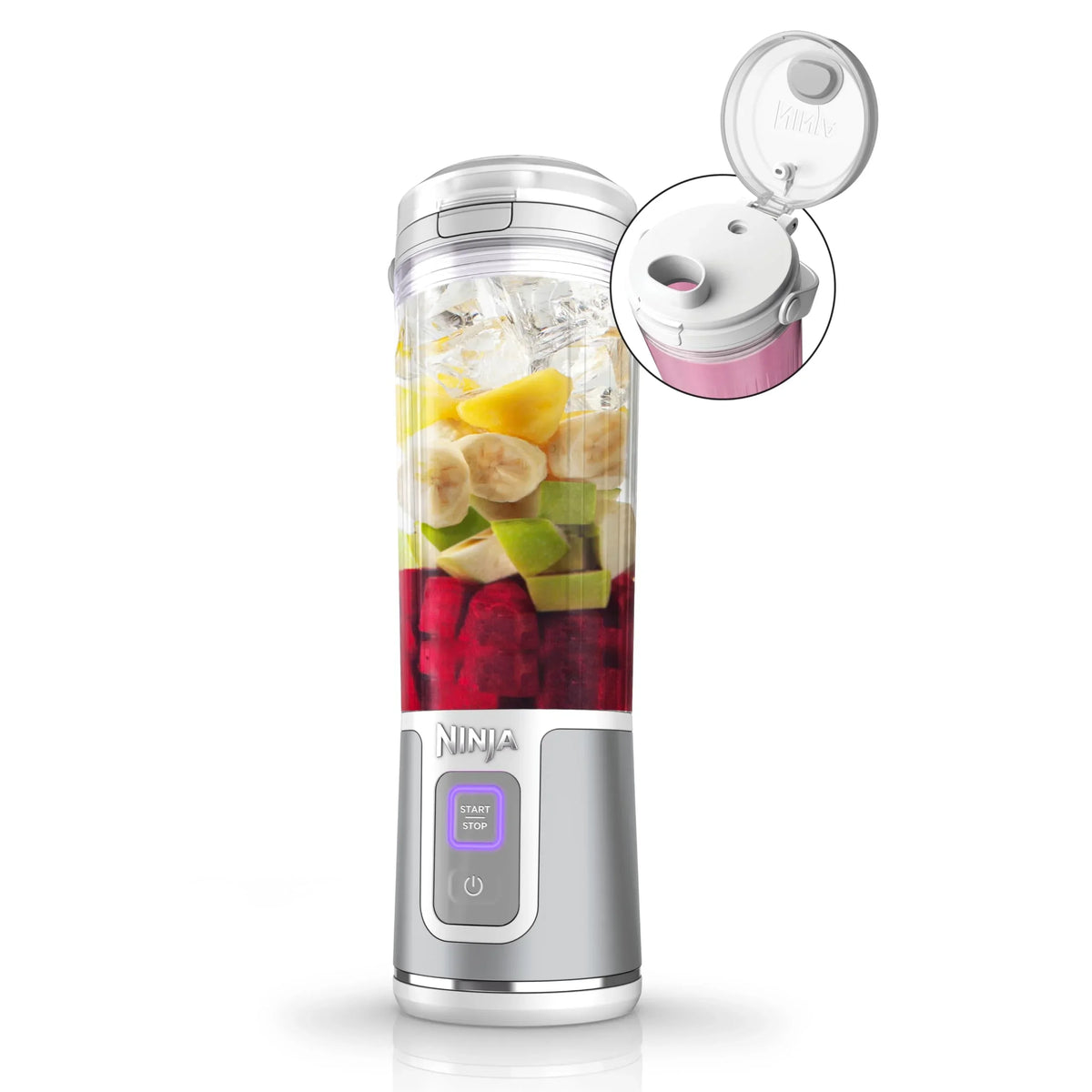 2026 NewNinja Blast Portable Blender, Cordless, 18oz. Vessel, Personal Blender for Shakes & Smoothies, BPA Free, Leakproof Lid & Sip Spout, USB-C Rechargeable, Dishwasher Safe Parts, Metallic Purple,