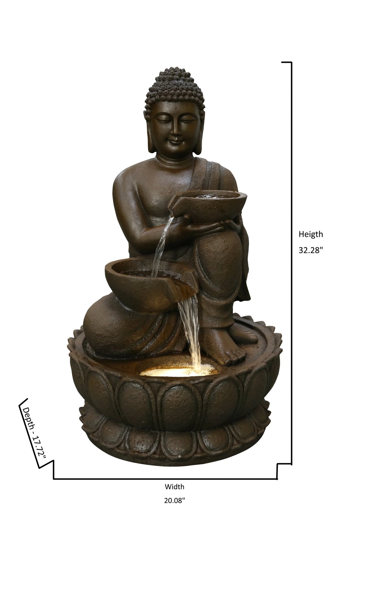 2026 NewLarge Buddha Fountain with Warm White LED