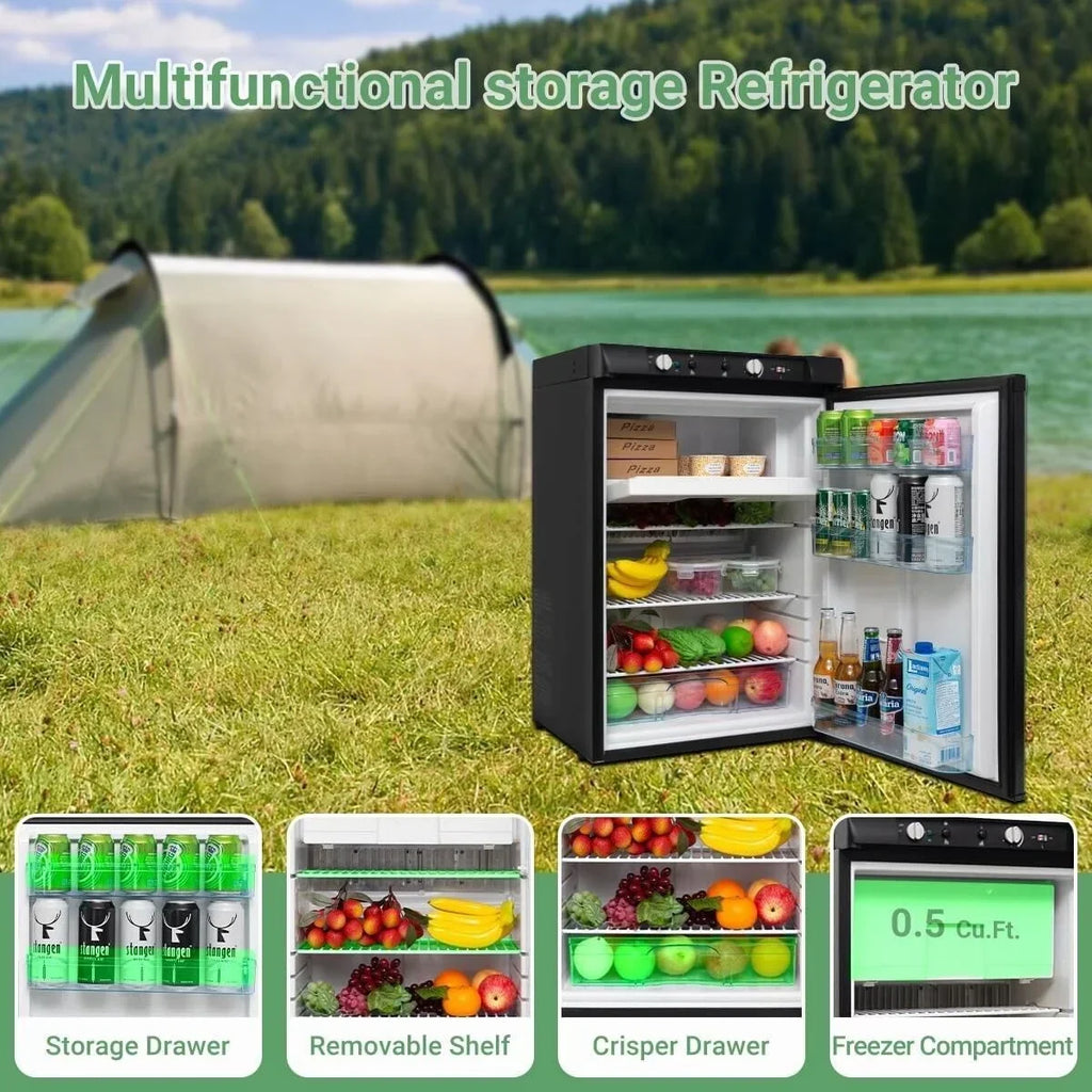 2026 NewSmad 3 Way Fridge Gas/12V/110V 3.5 Cu.ft Propane Camping Refrigerator Fridge