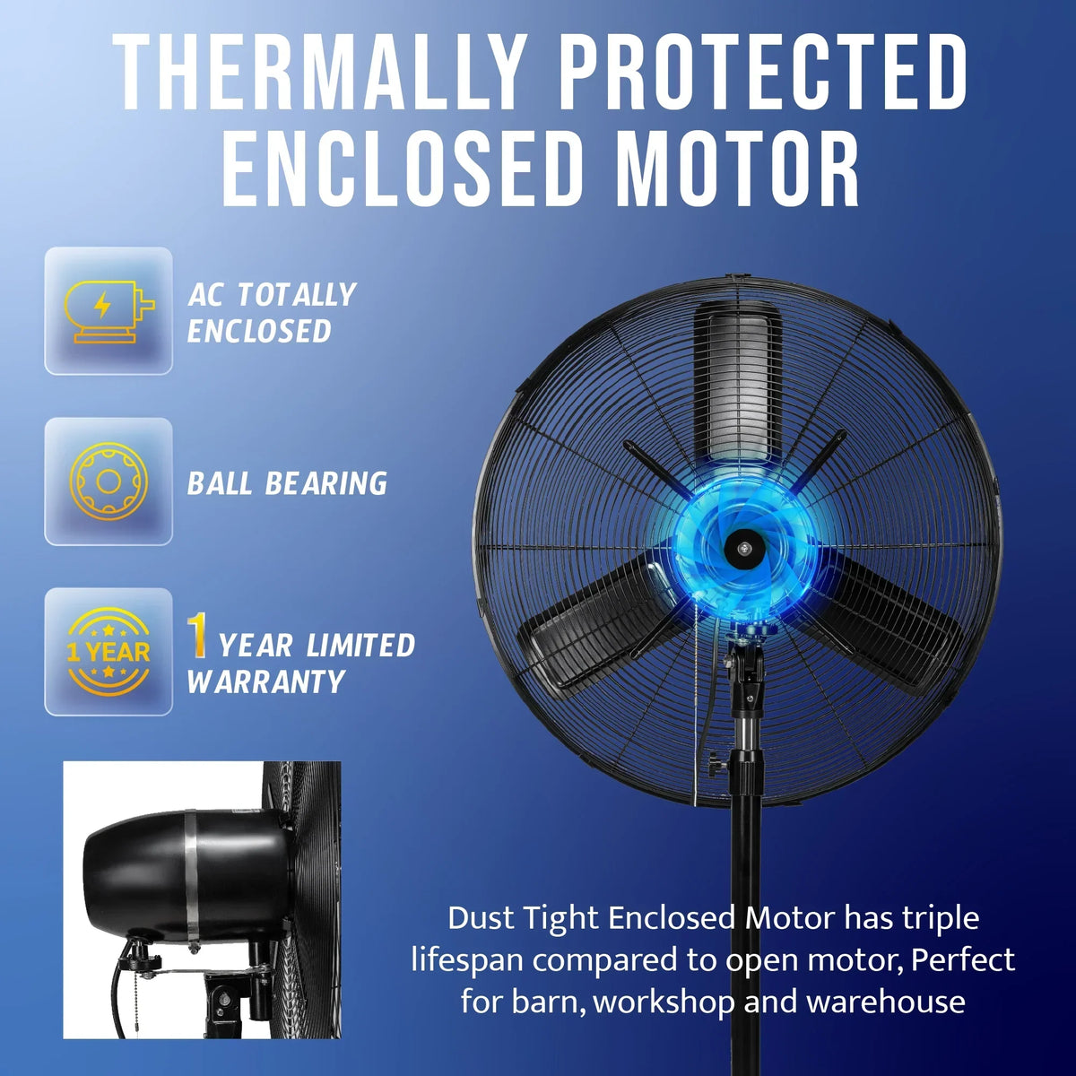 2026 NewTornado - 20 Inch High Velocity Metal Oscillating Pedestal Fan - Commercial, Industrial Use Water-Resistant