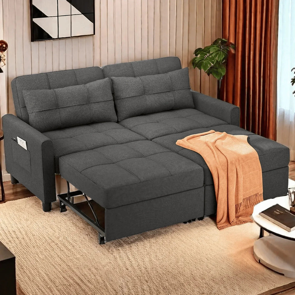 2026 NewSofa Bed, Lofka 3-in-1 Convertible Sleeper Sofa with Storage, Adjustable Backrest & Pull Out Function - Sleeper Chair for Small Space, Apartment, Dark Grey