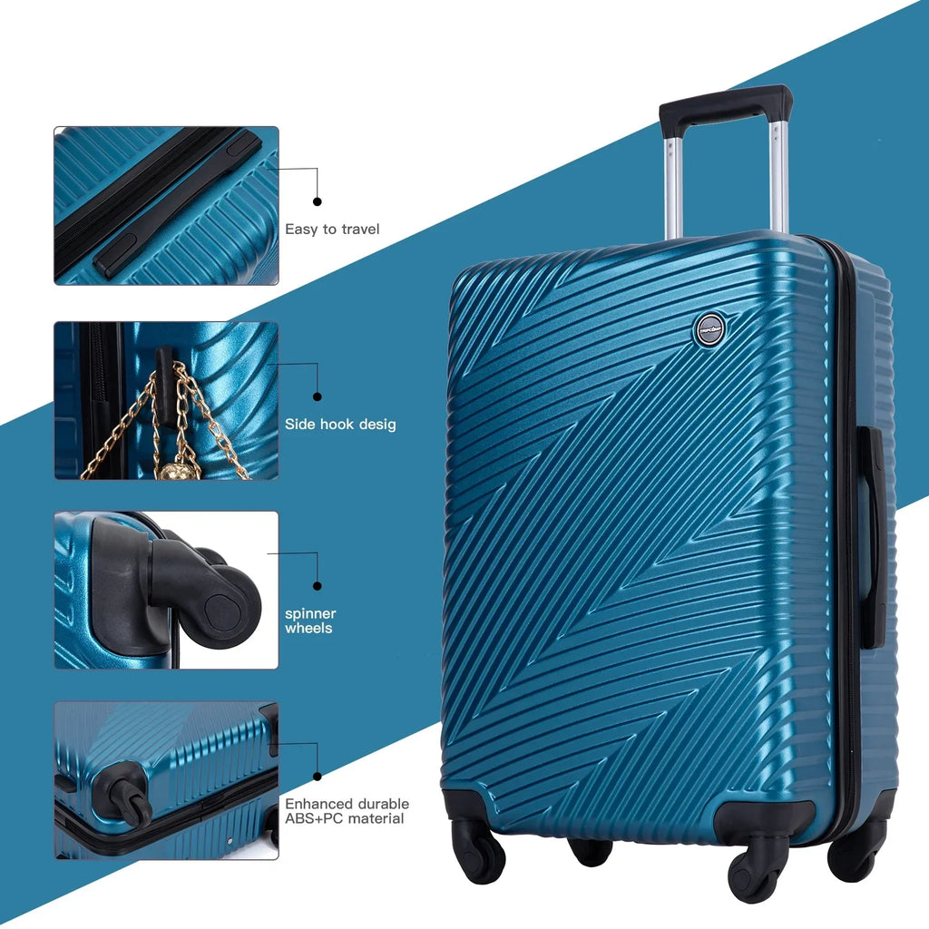 2026 NewTripcomp Luggage 3 Piece Set,Suitcase with Spinner Wheels Hardside Lightweight Luggage 20in24in28in.(Blue)