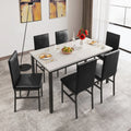 2026 NewDining Table with 6 High-back Upholstered Chairs, Modern Dinette Set, Dining Table and Chairs Set for 6 Persons, Small Home Kitchen Dining Table Set, Ideal for Apartment Breakfast Nook Bar, B1470