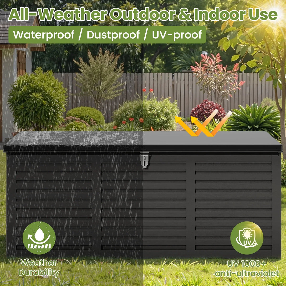 2026 NewOutdoor Storage Box, 130GAL Waterproof Deck Box, Lockable Pool Patio Storage Indoor Toy Box, Outdoor Storage Bench for Porch, Max Load Weight 500LBS