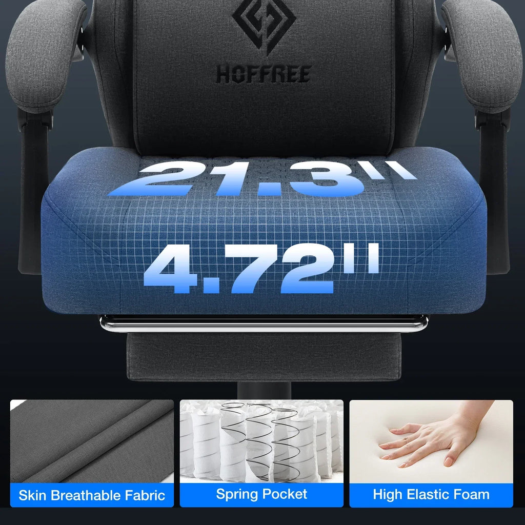 2026 NewHoffree Gaming Chair with Massage Fabric Office Chair with footrest for Adults, Ergonomic Gamer Chair with Headrest and Lumbar Support for Office Gaming, 440 LBS