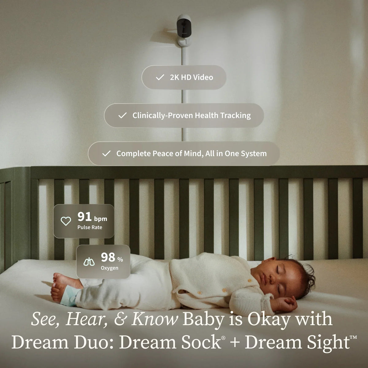 2026 NewOwlet Dream Duo (3rd Gen) �C FDA-Cleared, All-in-One Smart Baby Monitoring with Sock & 2K HD Cam
