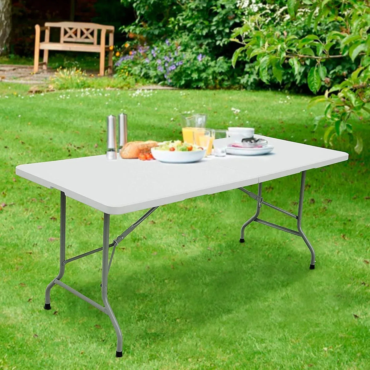 2026 NewAmazing for less 8ft Folding Table White Plastic Portable Long Foldable Tables Indoor Outdoor Party Picnic Camping Fold Table 8 Foot (4ft, 6ft, 8ft)