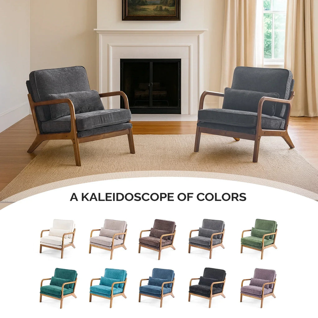 2026 NewKtaxon Accent Chair Corduroy Upholstered Armchair, Reading Club Chair with Pillow and Solid Wood Frame for Living Room Bedroom Furniture Off White
