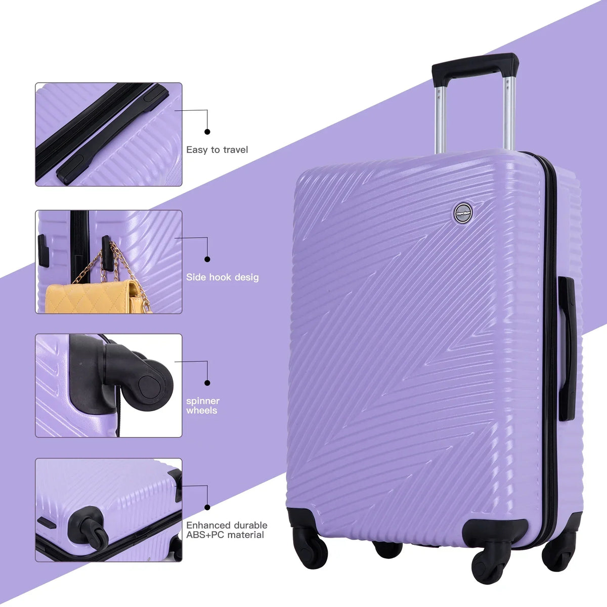 2026 NewTripcomp Luggage 3 Piece Set,Suitcase with Spinner Wheels Hardside Lightweight Luggage 20in24in28in.(Blue)