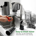 2026 NewYPONE Cold Press Juicer, Masticating Juicer with 5.4" Wide Feed Chute, 350w Slow Juicer Machines Fit Whole Vegetables and Fruits,Juice Extractor Machine with High Juice Yield, Easy to Clean(Black)