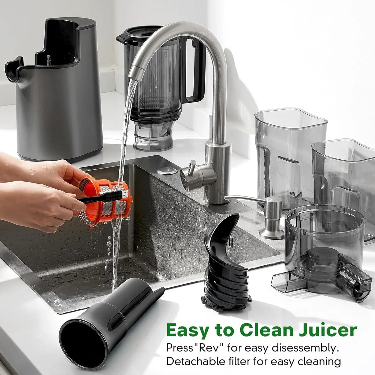 2026 NewYPONE Cold Press Juicer, Masticating Juicer with 5.4" Wide Feed Chute, 350w Slow Juicer Machines Fit Whole Vegetables and Fruits,Juice Extractor Machine with High Juice Yield, Easy to Clean(Black)