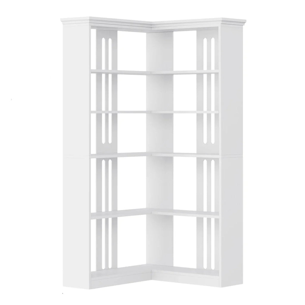 2026 NewEuKer 5 Tier Corner Bookcase, L-Shaped Bookshelf with Large Storage Capacity for Living Room, Bedroom, Office (Half Panel, Retro Brown)
