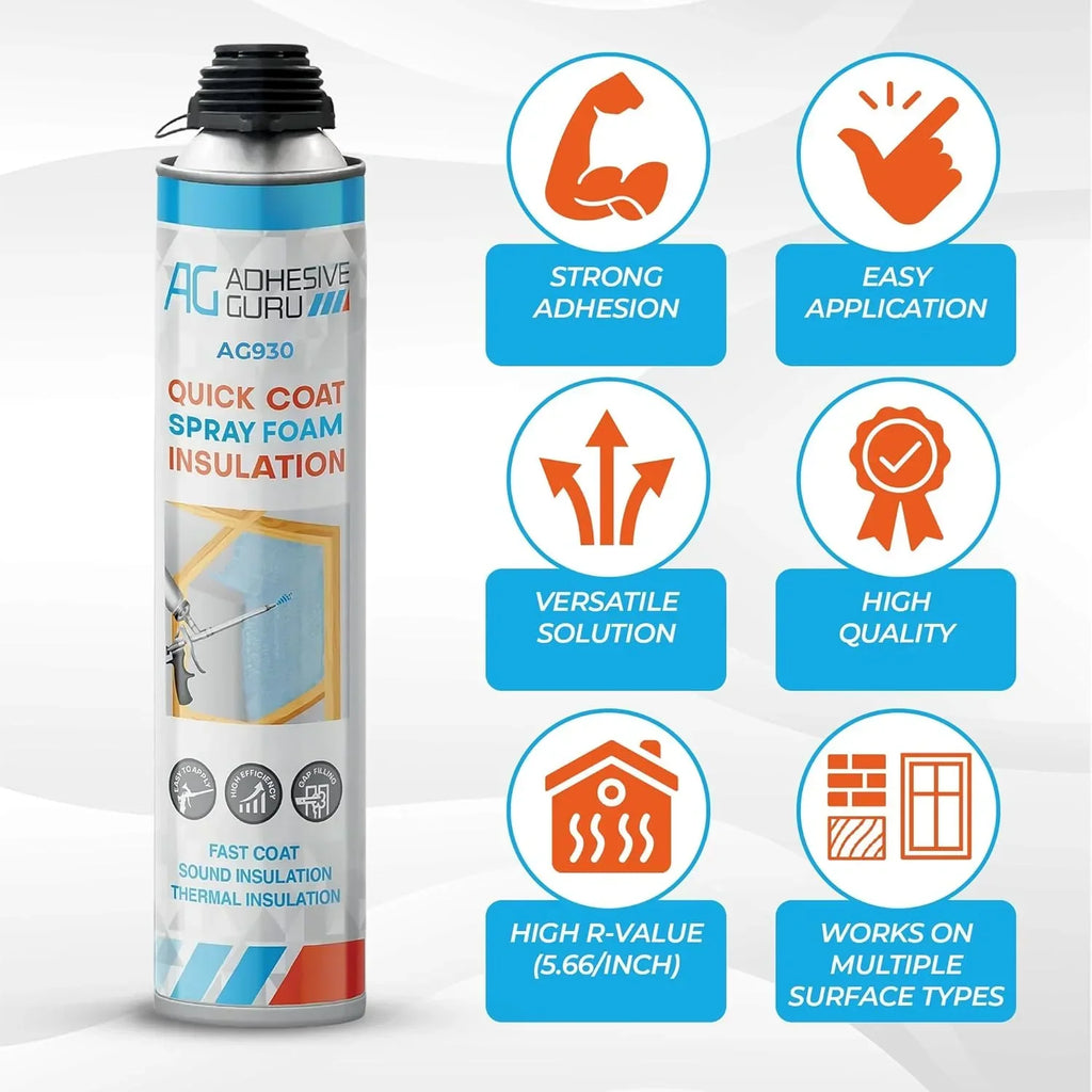 2026 NewAdhesive Guru Spray Foam Insulation Kit (18 x 32.80 oz/930 gr - 360 Board feet), Self-Expanding Adhesive Foam, Closed Cell Heat Insulation & Acustic Spray with Cleaner and Dispensing Gun- 18 Pack